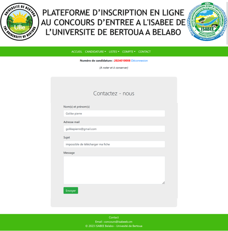 formulaire de contact