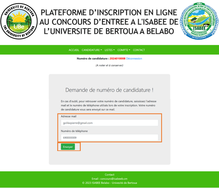 Reinitialisation du mot de passe